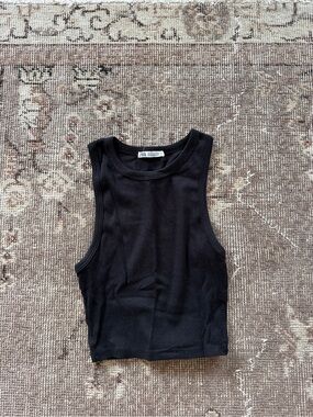 Zara Black Ribbed Tank Top